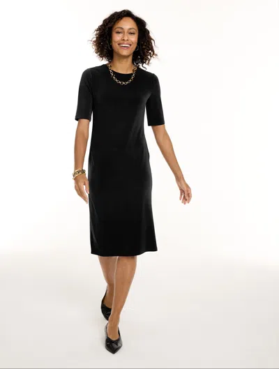 Talbots Knit Kit Ruched Midi Dress - Black - Xs