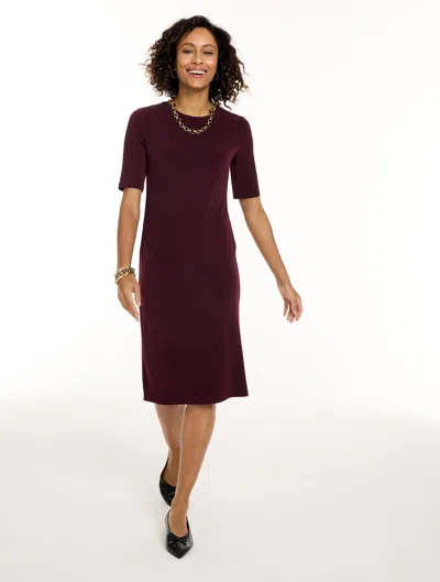 Talbots Knit Kit Ruched Midi Dress - Rich Burgundy - Xs
