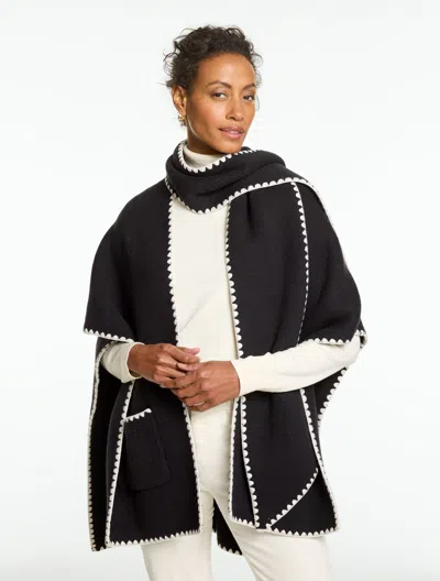 Talbots Knit Scarf Ruana - Black - 001