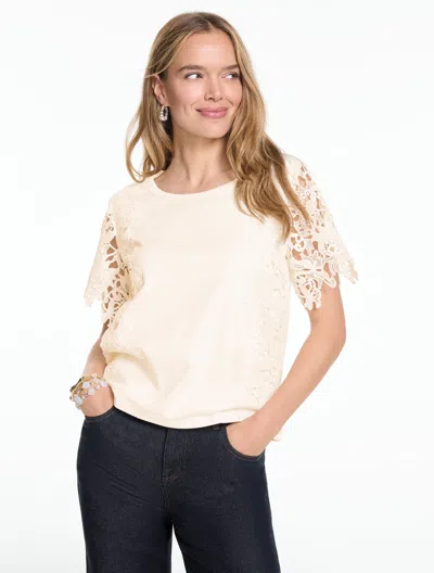 Talbots Lace Knit Top - Ivory - Xs  In Gold