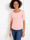 Talbots Lace Trim Ballet Neck T-shirt - Warm Blush - 3x  In Warm Blush