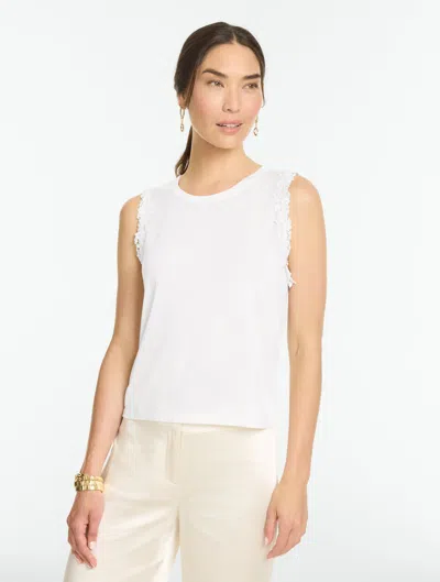 Talbots Lace Trim Sweater Shell - Pearl White - Xs