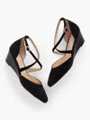 Talbots Laney Crisscross Suede Wedges - Black - 11m