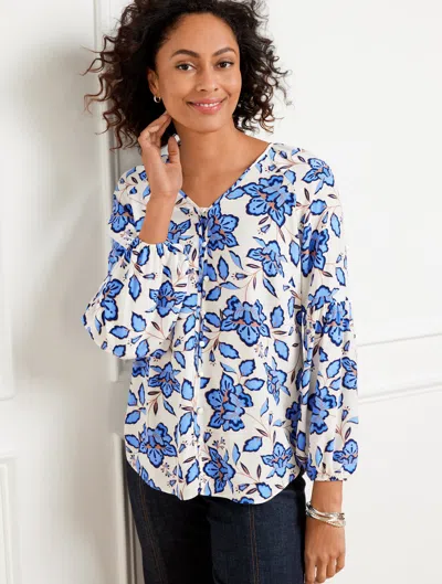 Talbots Lantern Sleeve Top - Blooming Daffodils - Ivory - 3x