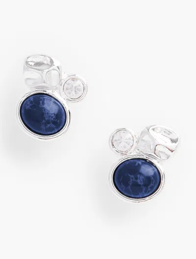 Talbots Lapis Stud Earrings - Blueberry Hill/silvr - 001  In Metallic