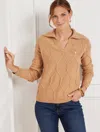 Talbots Lattice Cable Johnny Collar Sweater - Toasted Coconut - 1x