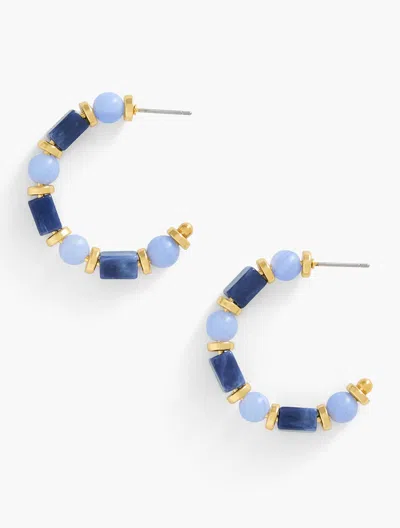Talbots Layered Beads Hoop Earrings - Vista Blue/gold - 001  In Vista Blue,gold