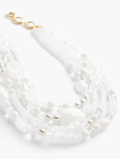 Talbots Layered Multi Bead Necklace - White/gold - 001