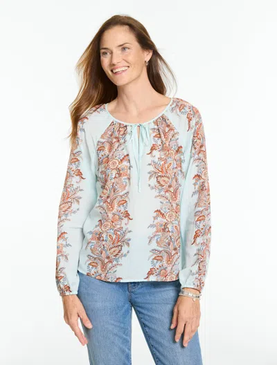 Talbots Layered Paisley Top - Spa Blue - Xs