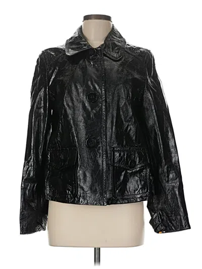 Pre-owned Talbots Leather Jacket In Black