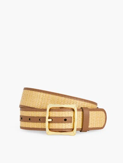 Talbots Leather Trim Bamboo Buckle Straw Belt - Natural - Xl