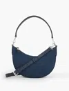 Talbots Leather Trim Denim Crescent Shoulder Bag - Dark - 001  In Dark Denim