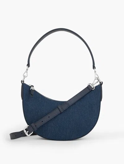 Talbots Leather Trim Denim Crescent Shoulder Bag - Dark - 001  In Dark Denim