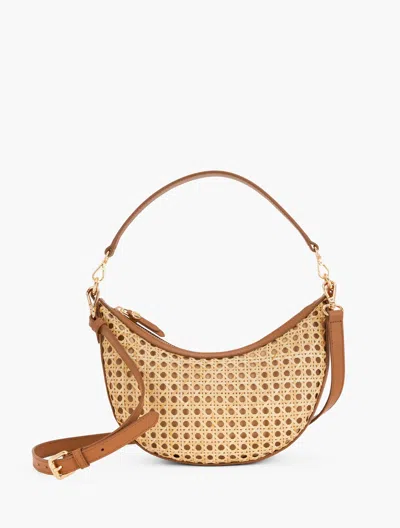 Talbots Leather Trim Rattan Crescent Shoulder Bag - Natural/havana Tan - 001  In Natural,havana Tan