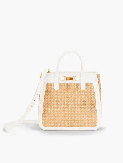 Talbots Leather Trim Rattan Satchel - Natural/white - 001  In Natural,white