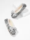 Talbots Lena Bow Slippers - Swirly Animal - Light Grey - 10m  In Gray