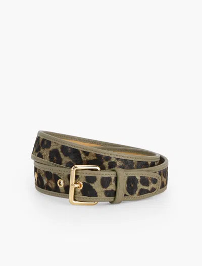Talbots Leopard Calf Hair Belt - Burnt Olive - Large  In Brown