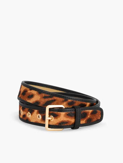 Talbots Leopard Calf Hair Belt - Tan - Xl  In Brown