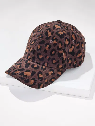 Talbots Leopard Corduroy Baseball Cap - Dark Chocolate - 001