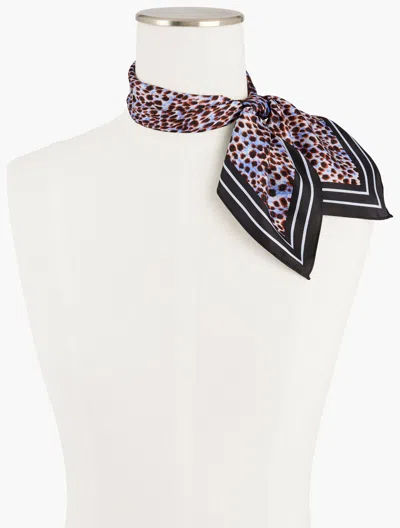 Talbots Leopard Dot Silk Neckerchief - Blue Wave - 001