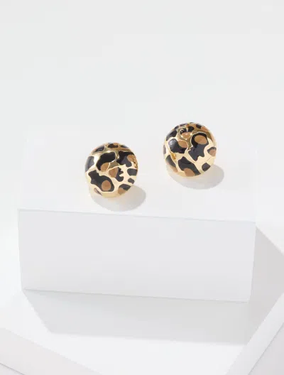 Talbots Leopard Enamel Button Earrings - Leopard / Gold - 001  In Leopard,gold