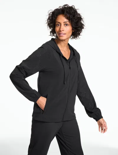 Talbots Lightweight Woven Stretch Jacket - Laser Cut - Black - Medium
