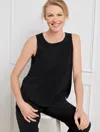 Talbots Lightweight Woven Stretch Keyhole Sleeveless Tank Top - Black - 3x  In Black