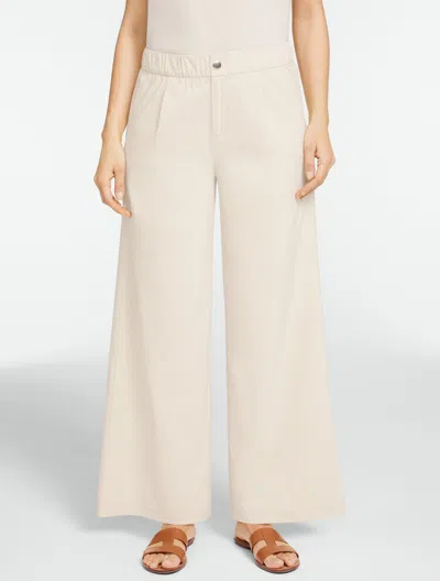 Talbots Lightweight Woven Stretch Wide Leg Pull-on Pants - Oat - Xl  In Brown