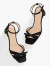 Talbots Lily Raffia Block Heel Sandals - Frayed - Black - 11m