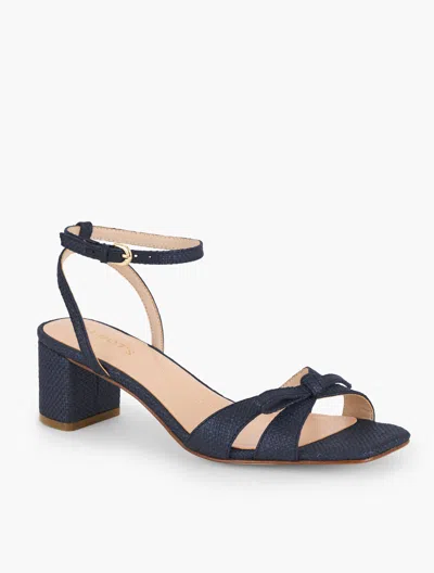 Talbots Lily Raffia Block Heel Sandals - Frayed - Blue - 11m