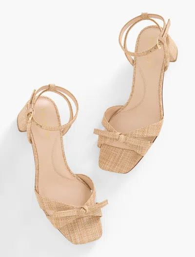 Talbots Lily Raffia Block Heel Sandals - Frayed - Natural - 9m