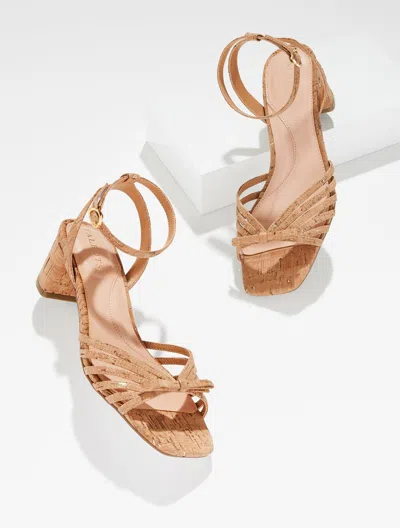 Talbots Lily Strappy Block Heel Sandals - Cork - Natural/gold - 9m  In Nude