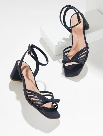 Talbots Lily Strappy Nappa Block Heel Sandals - Blue - 11m