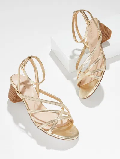 Talbots Lina Strappy Metallic Nappa Block Heel Sandals - Gold - 11m