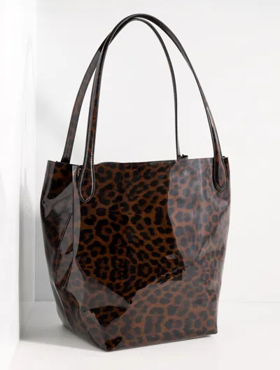 Talbots Linden Leopard Patent Leather Tote - Brown - 001