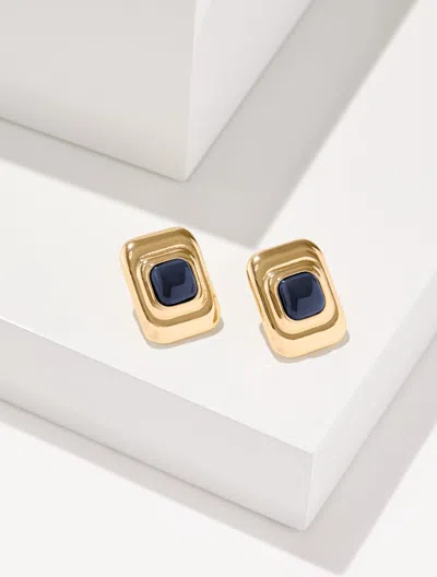 Talbots Linear Geo Stud Earrings - Lapis Blue/gold - 001