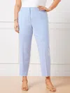 TALBOTS LINEN BLEND SLIM LEG CROP PANTS - SUNSET STRIPE - WHITE/BLUE IRIS - 20 TALBOTS