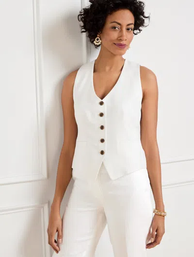 Talbots Linen Blend Slub Vest - White - 18  In White