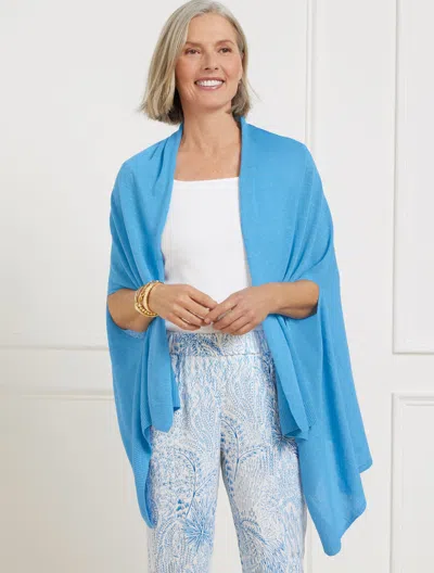 Talbots Linen Blend Travel Ruana - Lakeside Blue - M/l
