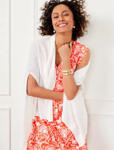 Talbots Linen Blend Travel Ruana - White - M/l
