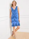Talbots Plus Size - Linen Cotton Shift Dress - Intricate Scroll - Blue Iris - 24  In Blue Iris