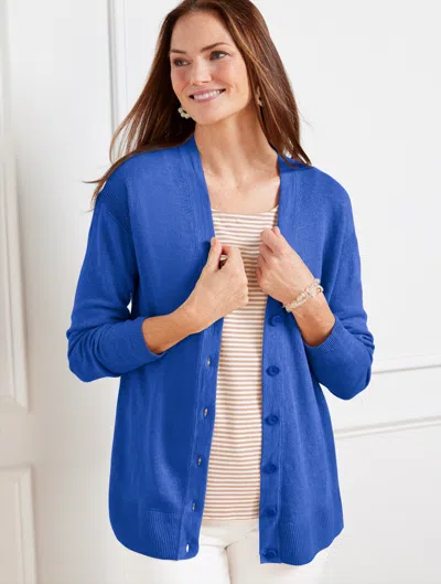 Talbots Linen Girlfriend Cardigan Sweater - Blueberry Hill - 1x