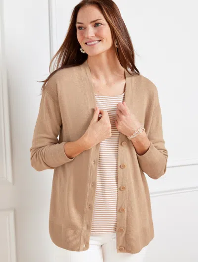 Talbots Linen Girlfriend Cardigan Sweater - Fawn - 3x