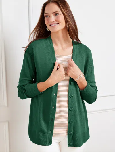 Talbots Linen Girlfriend Cardigan Sweater - Heritage Green - 1x  In Heritage Green