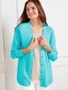 Talbots Linen Girlfriend Cardigan Sweater - Vivid Turquoise - 1x