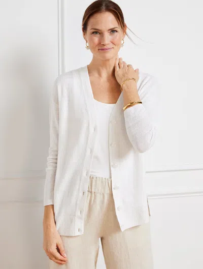 Talbots Linen Girlfriend Cardigan Sweater - White - X