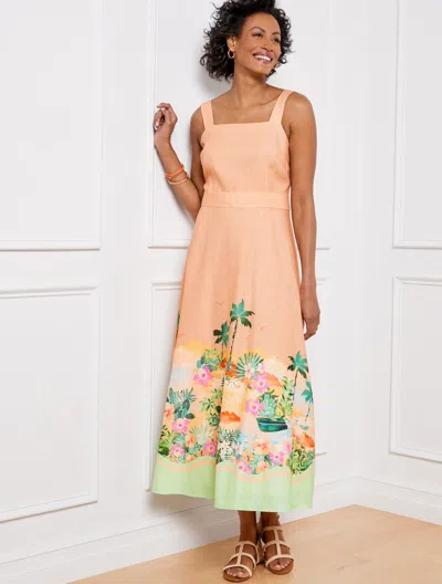 Talbots Plus Size - Linen Maxi Dress - Sunset Horizon - Tropical Peach - 22