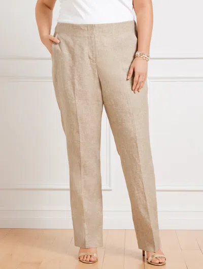 Talbots Linen Southampton Pants - Taupe/white - 20 In Taupe,white