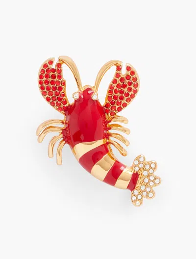 Talbots Lobster Brooch - Bright Apple/gold - 001  In Red