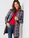 Talbots Plus Size - Long Quilted Jacket - Plaid - Black - X  In Black